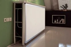 Console Lit Escamotable 90x180 Cm Métal Et Façade Bois Melaminé Laura