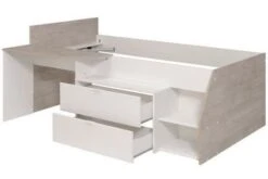 Lit Combiné Enfant Contemporain Décor Chene Silex Et Blanc - L 90 X L 190 Ou 200 Cm