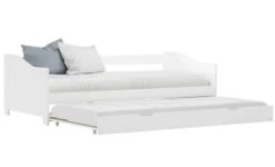 Lit Banquette 2 Couchages Pin Massif Blanc Sacha 90x200 Cm