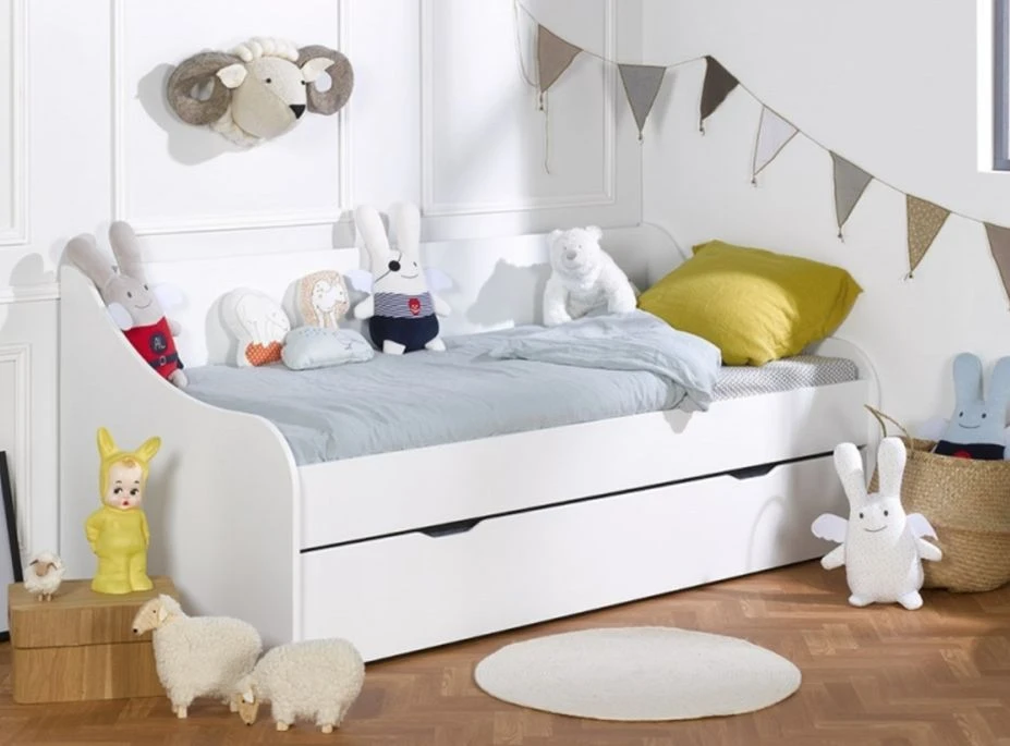 Lit Banquette Gigogne 80x200 Cm Bois Blanc Calli – Image 2