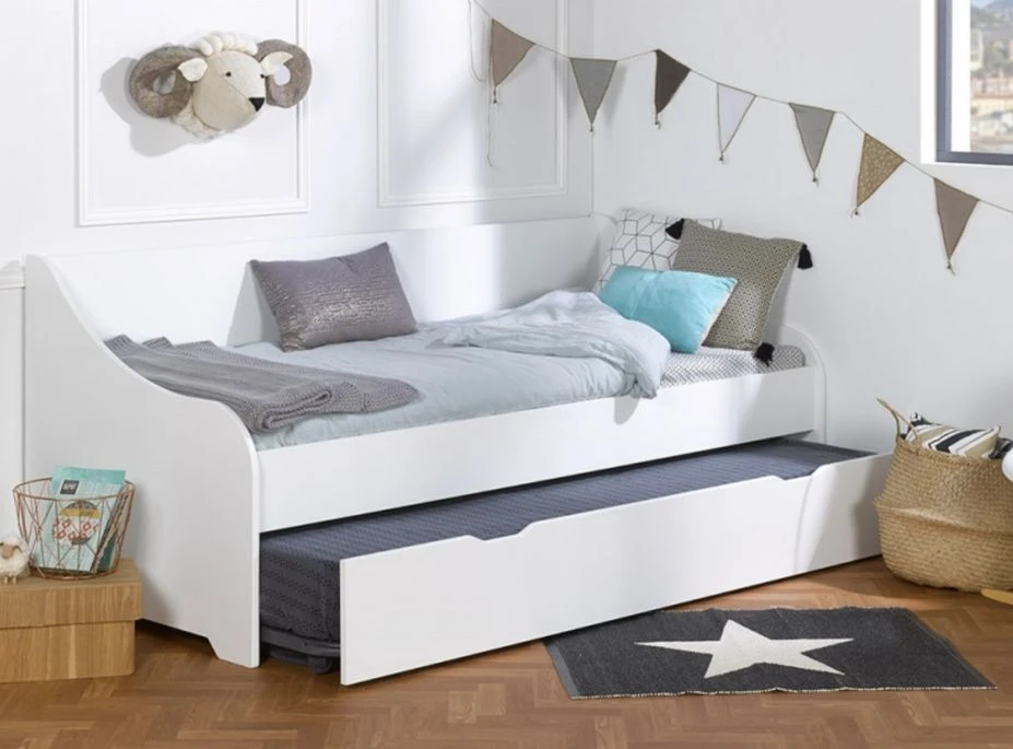 Lit Banquette Gigogne 80x200 Cm Bois Blanc Calli – Image 4