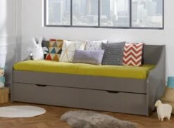 Lit Banquette Gigogne Gris Souris Calli 80x200cm