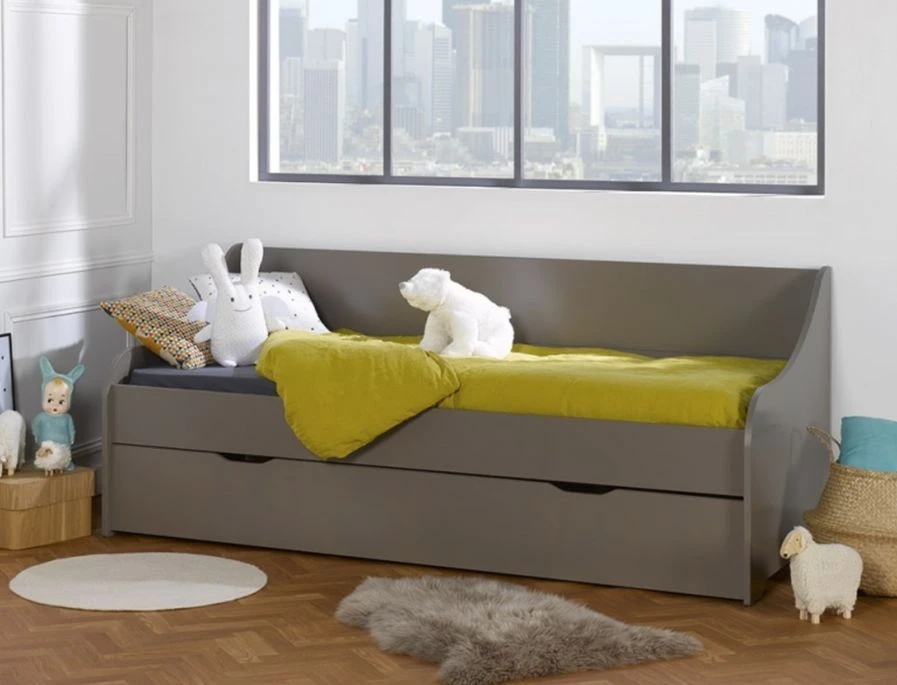 Lit Banquette Gigogne Gris Souris Calli 80x200cm â Image 2