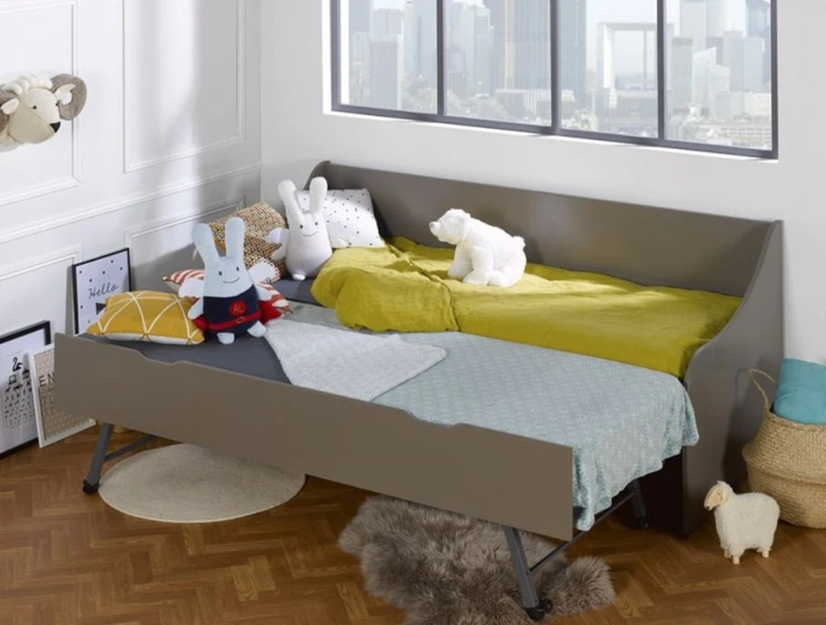 Lit Banquette Gigogne Gris Souris Calli 80x200cm â Image 4