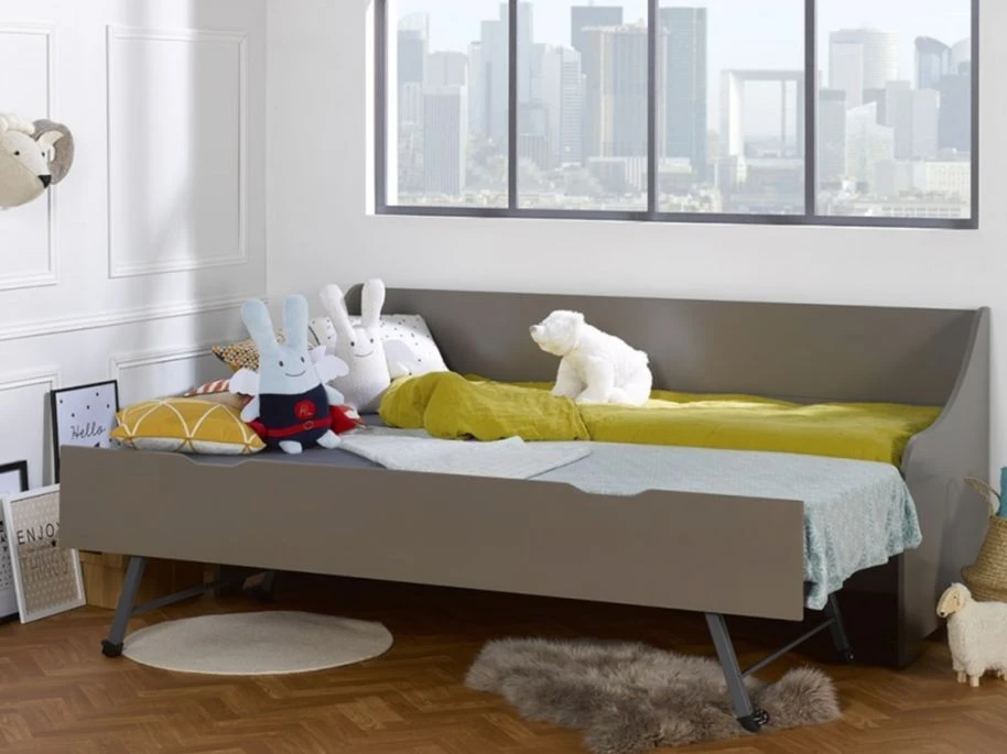 Lit Banquette Gigogne Gris Souris Calli 80x200cm â Image 5