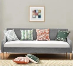 Lit Banquette Tissu Lin Gris Clair Boni 90