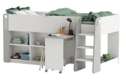 Ferrari Lit Combiné Enfant 90x200 Cm Blanc Et Gris Hampo