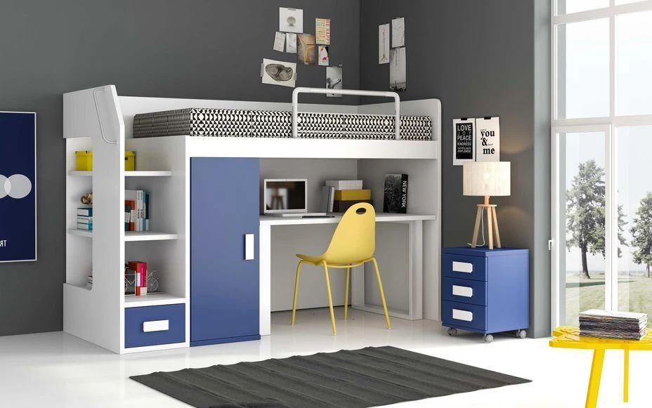 Lit Combiné Enfant Haut De Gamme Versaci 90x190 Cm