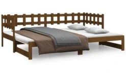 Lit Coulissant Marron Miel 2x(90x200) Cm Bois De Pin Karia