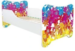 Lit Enfant Avec Sommier Et Matelas Fleurs 70x140 Cm