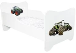 Lit Enfant Avec Sommier Et Matelas Un Monde Joyeux Tracteur 80x160