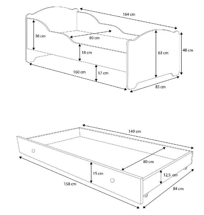 Lit Enfant Bois Blanc Impression Ballon De Football 2 Couchages 70x140 Ou 80x160 Cm - Sommier Et Matelas Inclus - Madale – Image 5