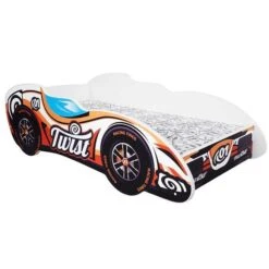 Lit Enfant F1 Twist Car Orange 80x160 Cm - Sommier Et Matelas Inclus