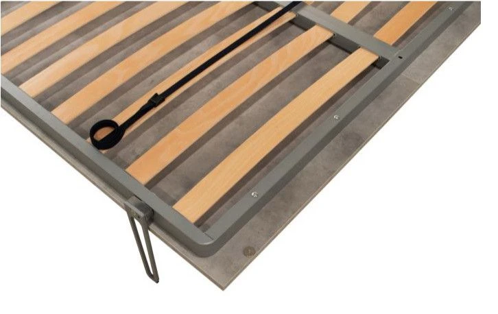 Lit Escamotable 160x190 Cm Avec 1 Colonne De Rangement 2 Meubles Hauts Bois Blanc Kanto – Image 5