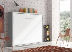 Lit Escamotable Horizontal 140x200 Cm Blanc Satiné Valok