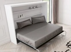 Lit Escamotable Horizontal 160x200 Cm Avec étagères Intérieures Rankar