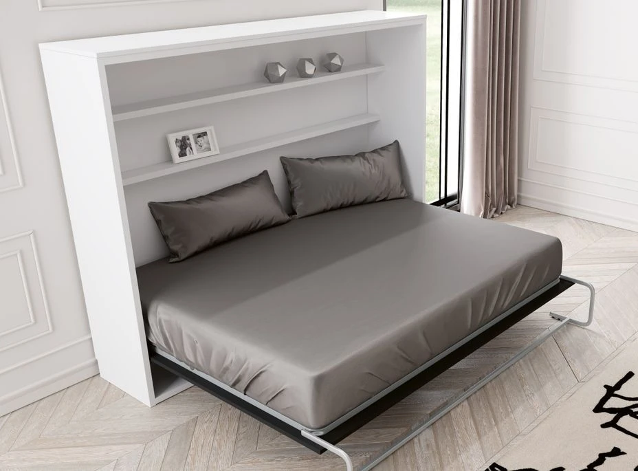 Lit Escamotable Horizontal 160x200 Cm Avec étagères Intérieures Rankar