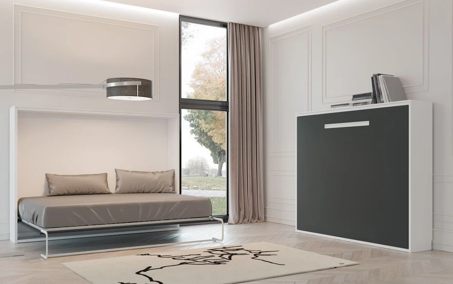 Lit Escamotable Horizontal 160x200 Cm Avec étagères Intérieures Rankar – Image 2
