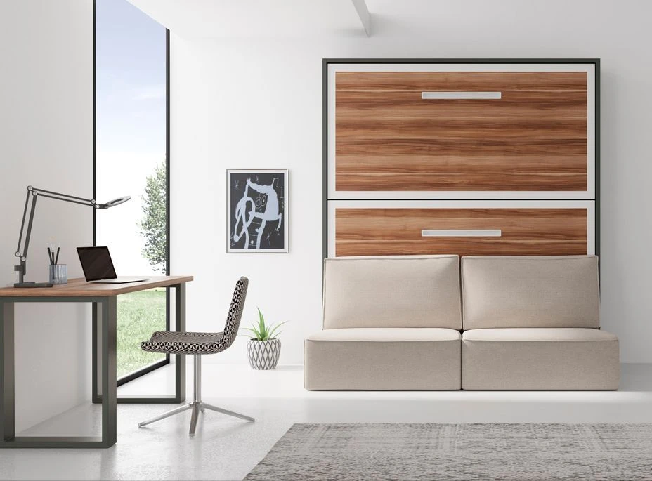 Lit Escamotable Superposé 90x190 Cm Avec Canapé En Tissu Ivano – Image 3