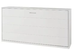 Lit Escamotable Transversale 90x200 Cm Blanc Mat Loka