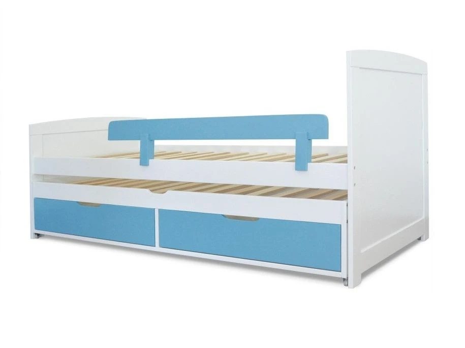 Lit Gigogne 2 Tiroirs Pin Massif Blanc Et Bleu Tyson 90x190 Cm