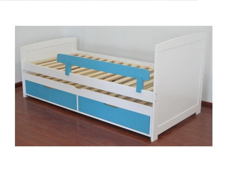 Lit Gigogne 2 Tiroirs Pin Massif Blanc Et Bleu Tyson 90x190 Cm – Image 2