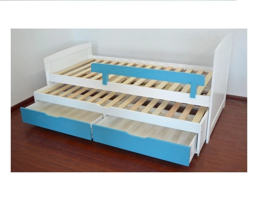 Lit Gigogne 2 Tiroirs Pin Massif Blanc Et Bleu Tyson 90x190 Cm – Image 3