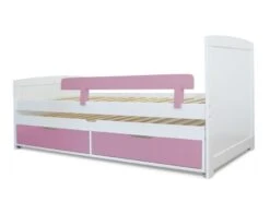 Lit Gigogne 2 Tiroirs Pin Massif Blanc Et Rose Tyson 90x190 Cm