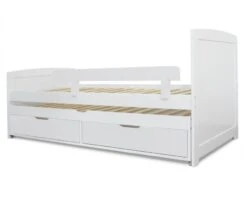 Lit Gigogne 2 Tiroirs Pin Massif Blanc Tyson 90x190 Cm