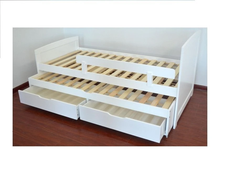 Lit Gigogne 2 Tiroirs Pin Massif Blanc Tyson 90x190 Cm â Image 2