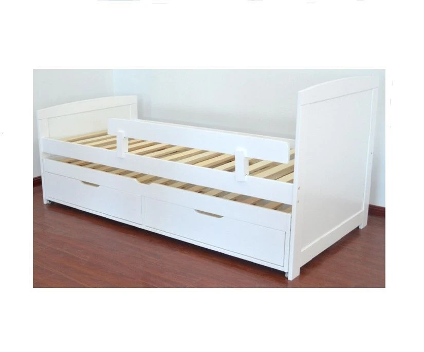 Lit Gigogne 2 Tiroirs Pin Massif Blanc Tyson 90x190 Cm â Image 3