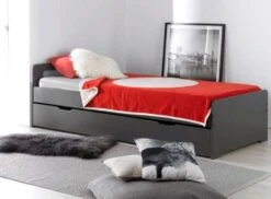 Lit Gigogne 90x190 Cm Bois Anthracite Féroé