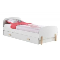 Lit Gigogne 90x200 Cm Laqué Blanc Et Pin Massif Clair Kiddy