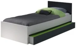 Lit Gigogne Bois Blanc Et Gris Kuzo 90