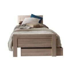 Lit Gigogne Bois Chêne Clair Aline 90x200 Cm