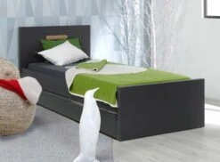 Lit Gigogne 90x200cm Bois Anthracite Milo