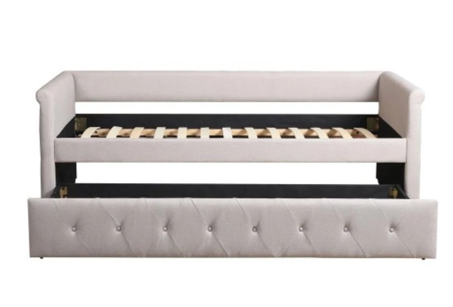 Lit Gigogne Tissu Beige Capitonné Mark 90 – Image 4