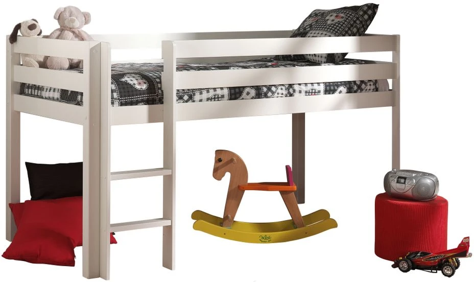 Lit Mezzanine 90x200 Cm Avec Tente Astra Pin Massif Blanc Pino – Image 2