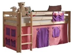 Lit Mezzanine 90x200 Cm Avec Tente Bella Pin Massif Clair Pino