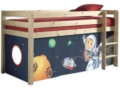 Lit Mezzanine 90x200 Cm Avec Tente Espace Pin Massif Clair Pino