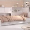 SCOOP Lit Enfant Avec 3 Meubles De Rangement Contemporain Décor Blanc - L 90 X L 200 Cm