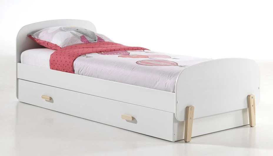 Tiroir De Lit 90x200 Cm Bois Laqué Blanc Kiddy – Image 2