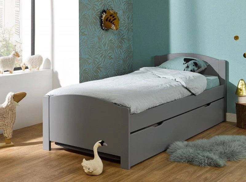 Tiroir De Lit 90x200 Cm Pin Massif Gris Melbourne – Image 4