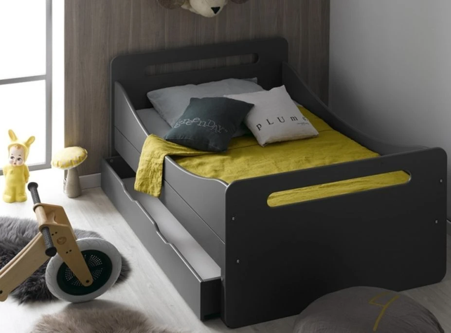 Tiroir De Lit Bois Anthracite 90x190 Cm Home Kid – Image 2