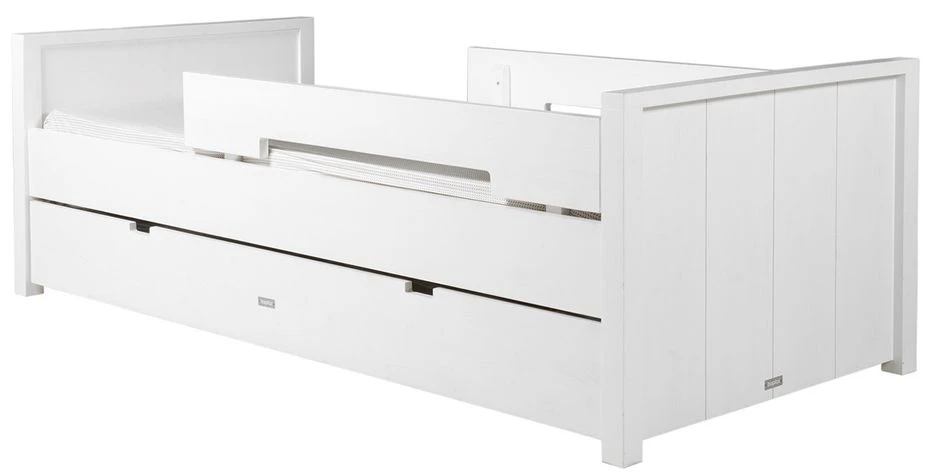 Tiroir De Lit Pin Massif Blanc 90x200 Cm Mix & Match – Image 2