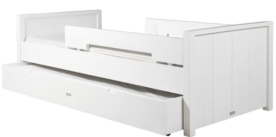 Tiroir De Lit Pin Massif Blanc 90x200 Cm Mix & Match – Image 3