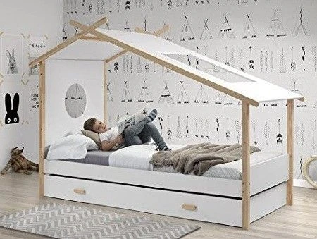 Tiroir De Lit Pin Massif Laqué Blanc Coconi 90x190 Cm – Image 3