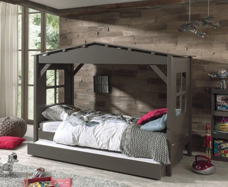 Tiroir De Lit Pin Massif Taupe Pino 90x195 Cm – Image 2