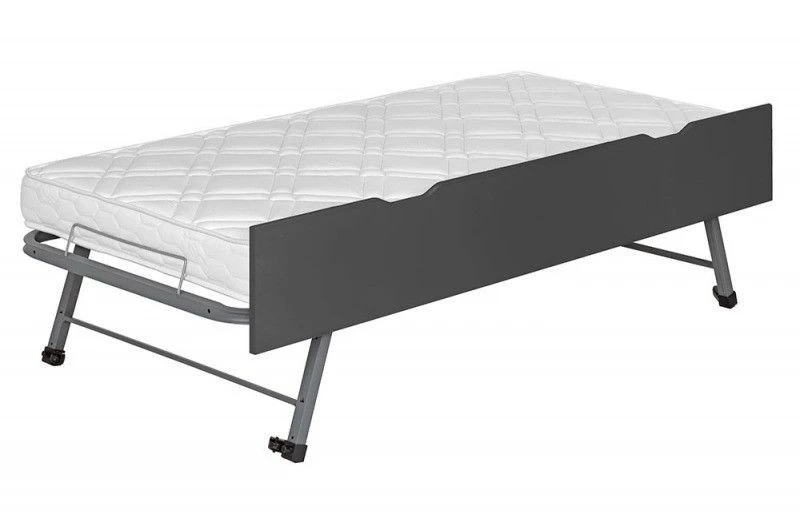 Tiroir De Lit Sur Pieds 90x200 Cm Bois Anthracite Home Kid – Image 2