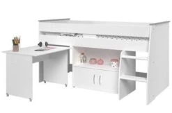 Lit Combiné Enfant Classique - Décor Blanc Megeve - L 90 X L 200 Cm